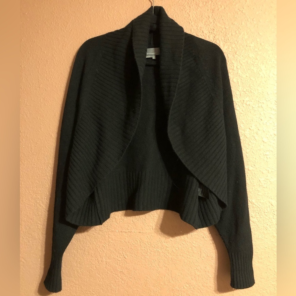 By Anthropologie Black Open Front Cardigan Wool Blend XS/Small